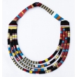 Collier en tissu multi-rangs, imprimé wax multicolore