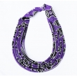 Collier en tissu multi-rangs, imprimé wax violet