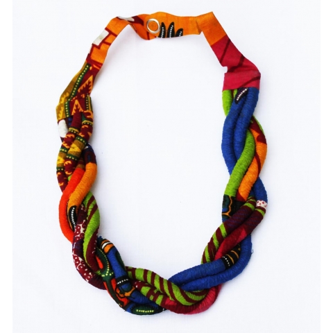 Collier en tissu multi-rangs torsadé, imprimé addis abeba