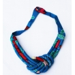 Collier en tissu multi-rangs noué, imprimé bleu/rougevert